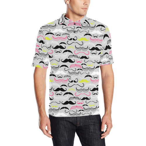 Mustache Beard Pattern Print Design 02 Men's All Over Print Polo Shirt
