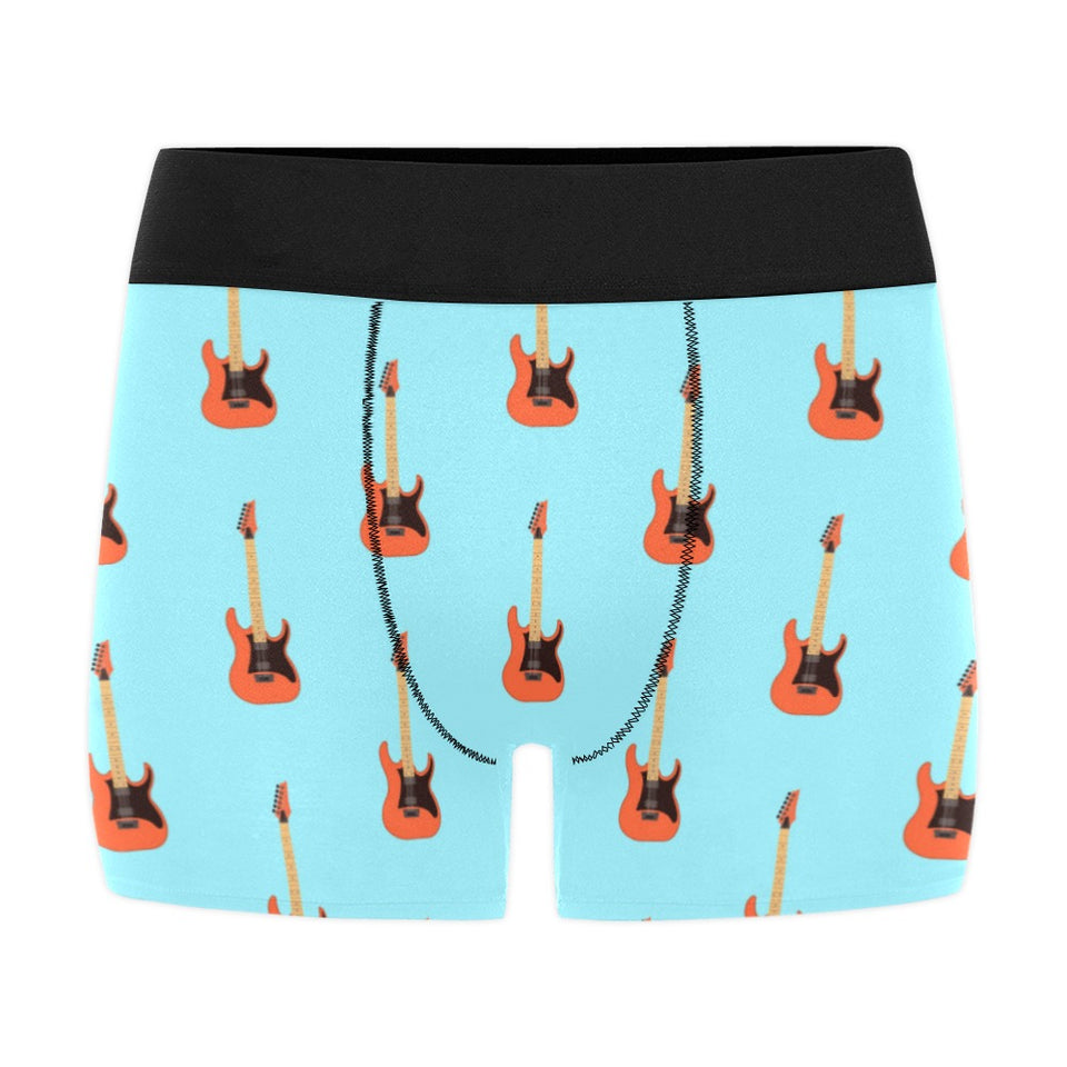 electric guitar pattern light blue background Men's All Over Print Boxer Briefs Men's Underwear