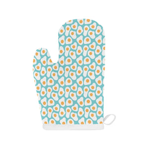 Fried Eggs Pattern Print Design 04 Heat Resistant Oven Mitts