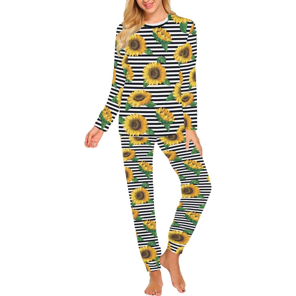 sunflowers ribbon background Women's All Over Print Pajama Set