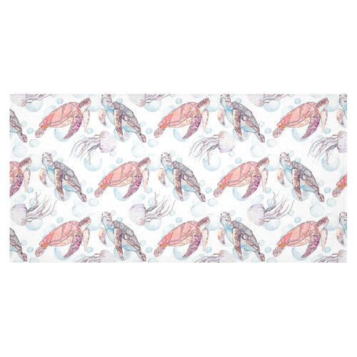Watercolor sea turtle jellyfish pattern Tablecloth