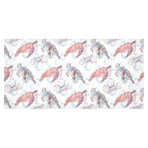 Watercolor sea turtle jellyfish pattern Tablecloth