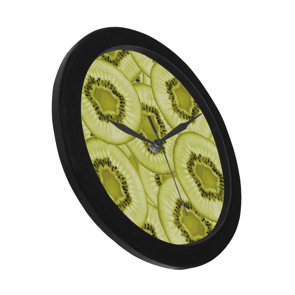 Sliced kiwi pattern Elegant Black Wall Clock