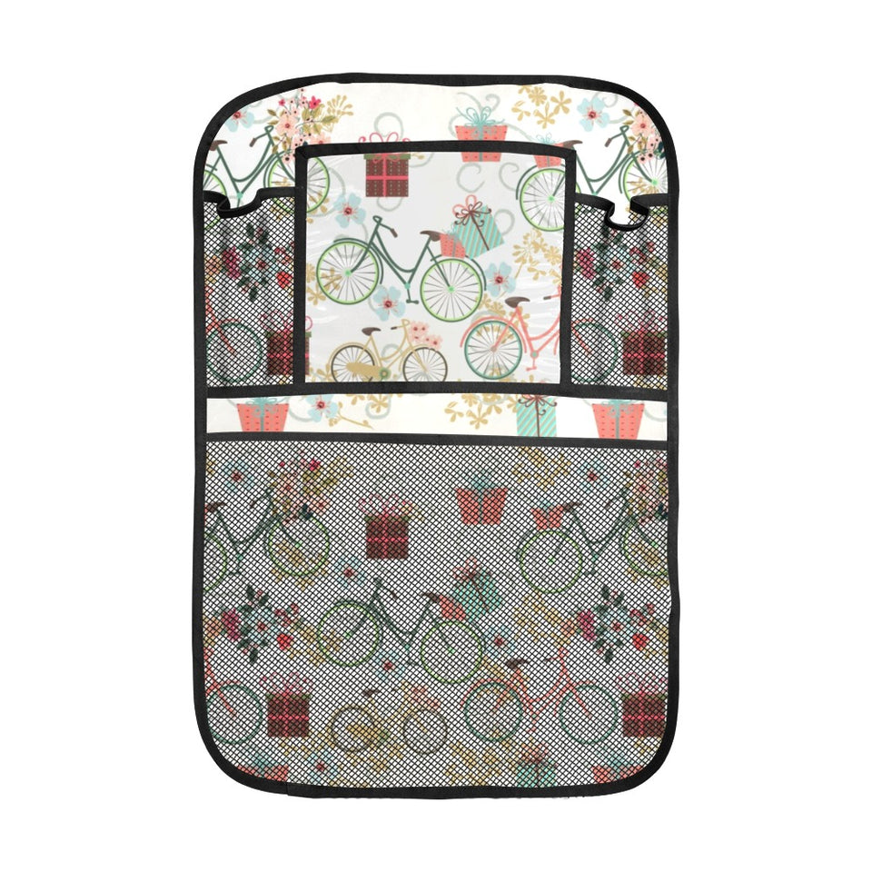 Bicycle Pattern Print Design 05 Car Seat Back Organizer