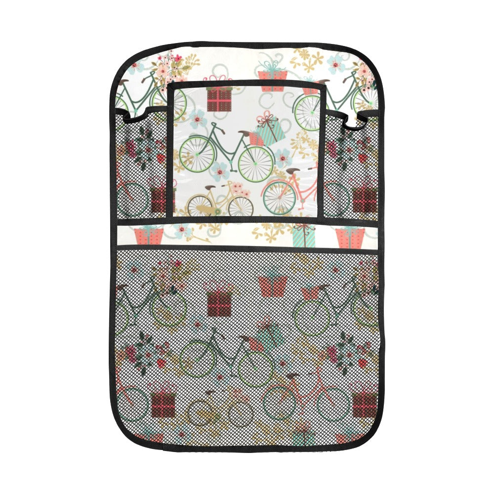 Bicycle Pattern Print Design 05 Car Seat Back Organizer