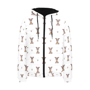 Greyhound Pattern Print Design 05 Men's Padded Hooded Jacket