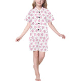 Pig Pattern Print Design 03 Kids' Boys' Girls' V-Neck Short Pajama Set