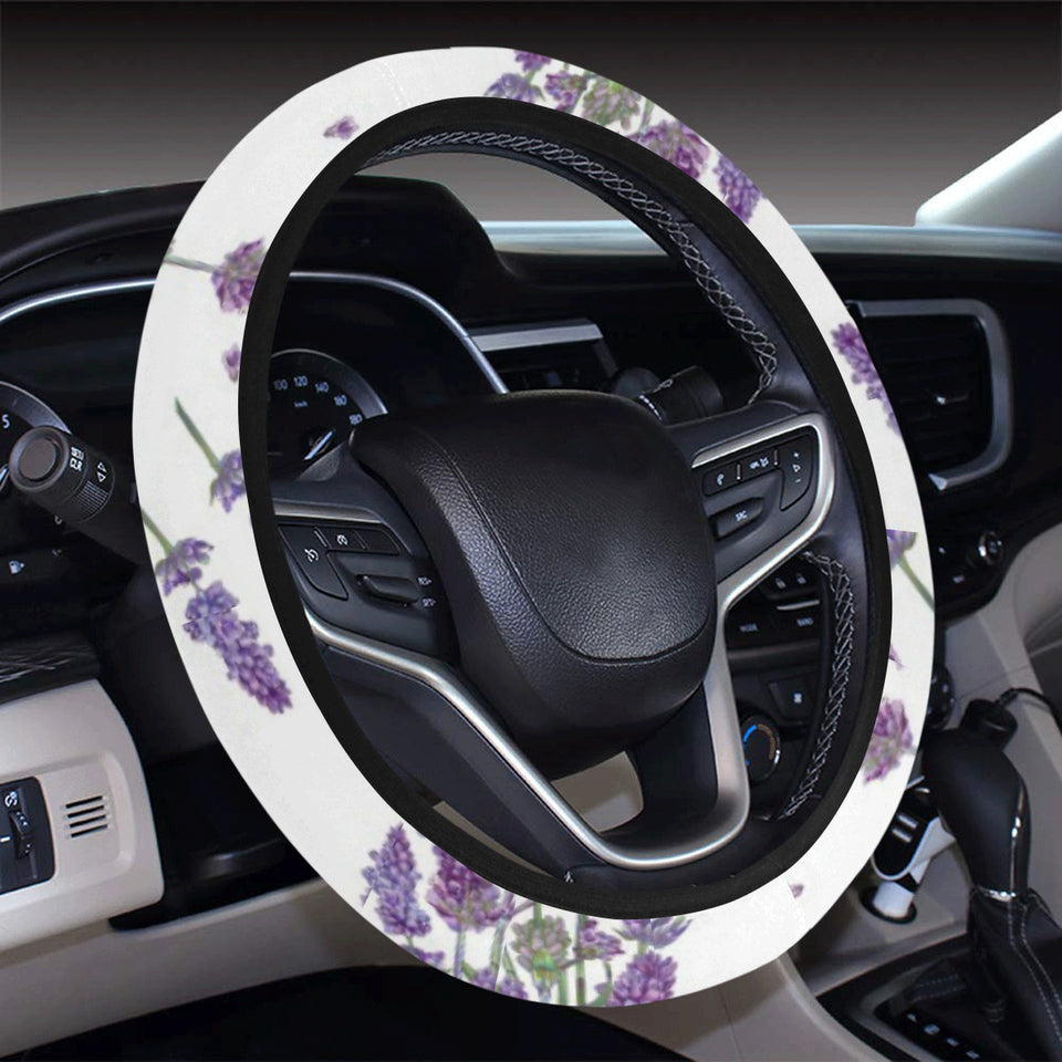lavender flower design pattern Car Steering Wheel Cover