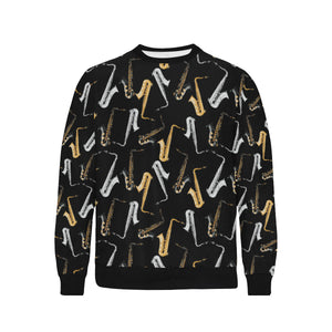 saxophone design pattern Men's Crew Neck Sweatshirt