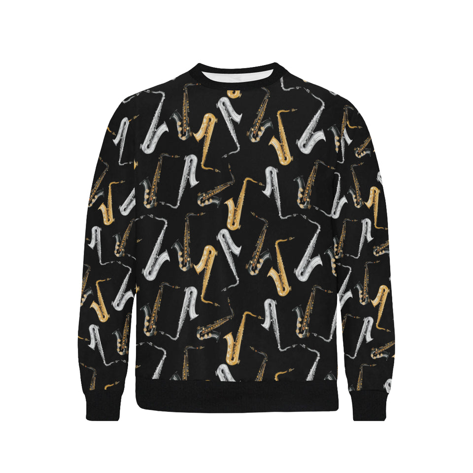saxophone design pattern Men's Crew Neck Sweatshirt