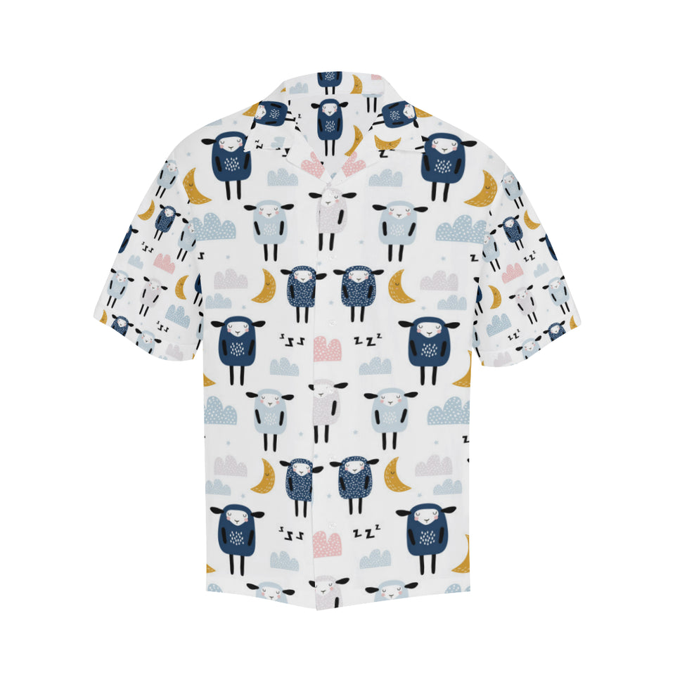 Cute sleeping sheep moon cloud pattern Men's All Over Print Hawaiian Shirt