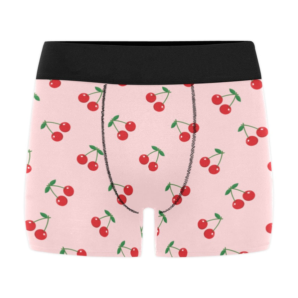 cherry pattern pink background Men's All Over Print Boxer Briefs Men's Underwear