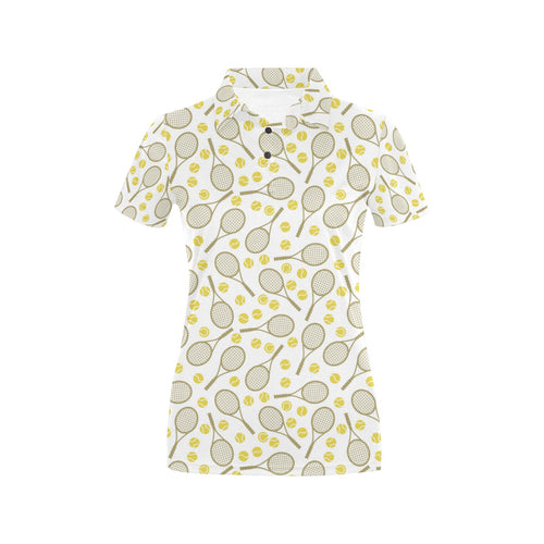 Tennis Pattern Print Design 02 Women's All Over Print Polo Shirt