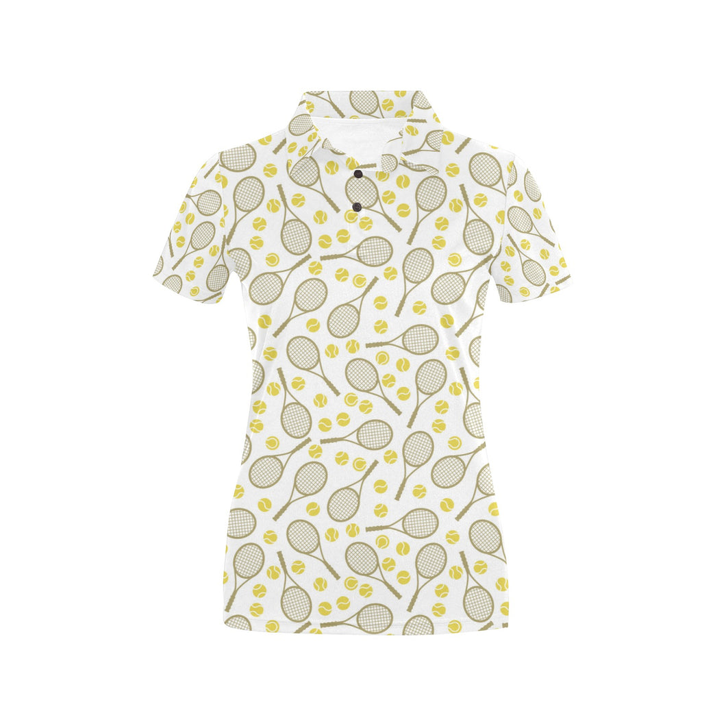 Tennis Pattern Print Design 02 Women's All Over Print Polo Shirt