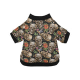 Skull rose humming bird flower pattern All Over Print Pet Dog Round Neck Fuzzy Shirt