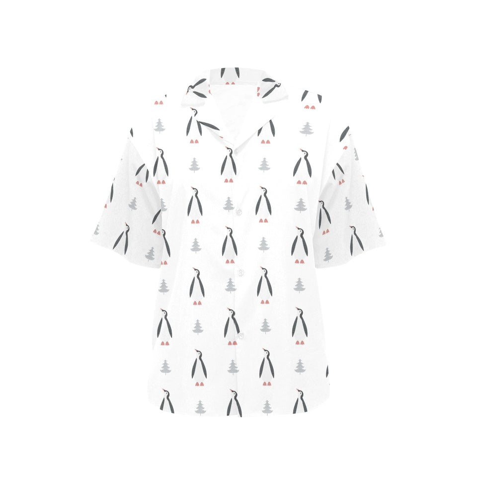 Penguin pattern Women's All Over Print Hawaiian Shirt