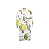 Hot Air Balloon Bird Cloud Pattern Men's Long Sleeve Belted Night Robe