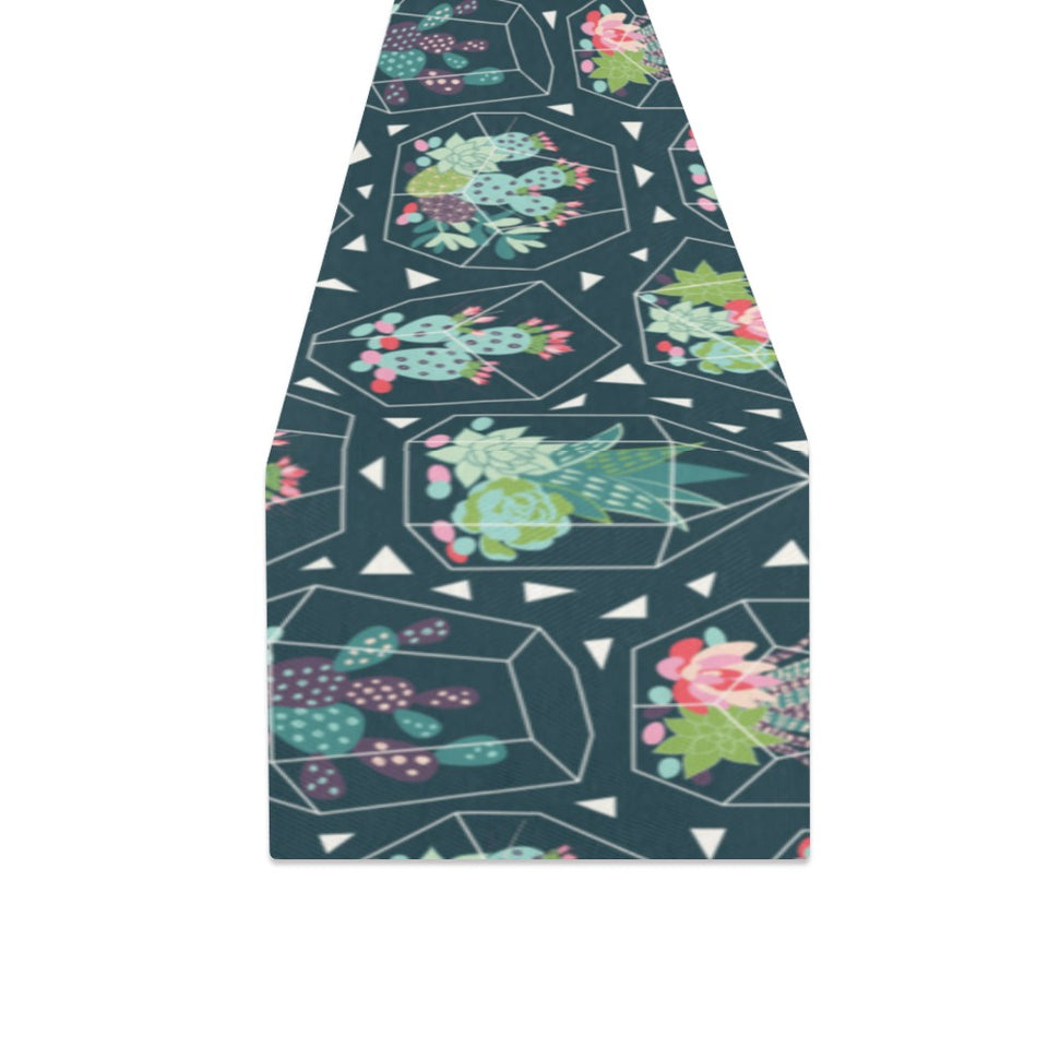 Cactus glass terrarium pattern Table Runner