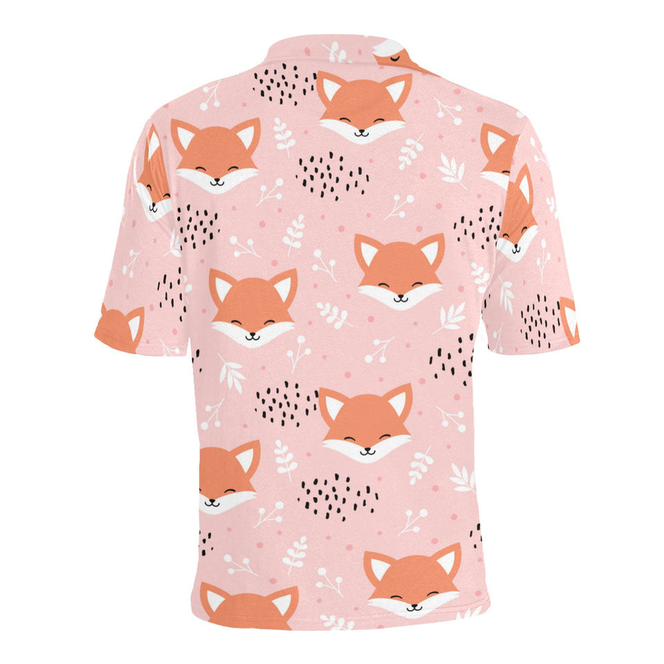 Cute fox pattern pink background Men's All Over Print Polo Shirt