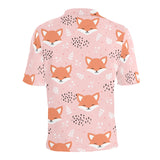 Cute fox pattern pink background Men's All Over Print Polo Shirt