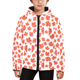 Canada Pattern Print Design 02 Kids' Boys' Girls' Padded Hooded Jacket