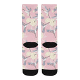 Japanese crane rose pattern Crew Socks