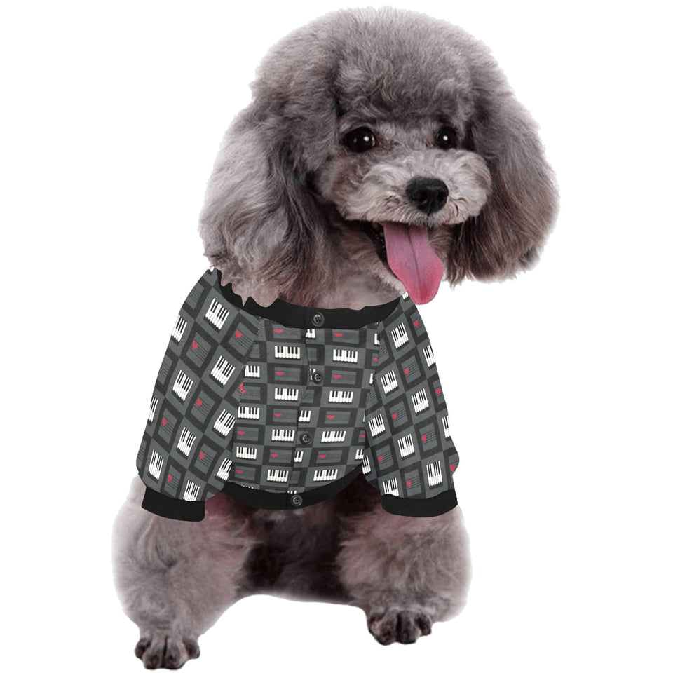 Piano Pattern Print Design 05 All Over Print Pet Dog Round Neck Fuzzy Shirt