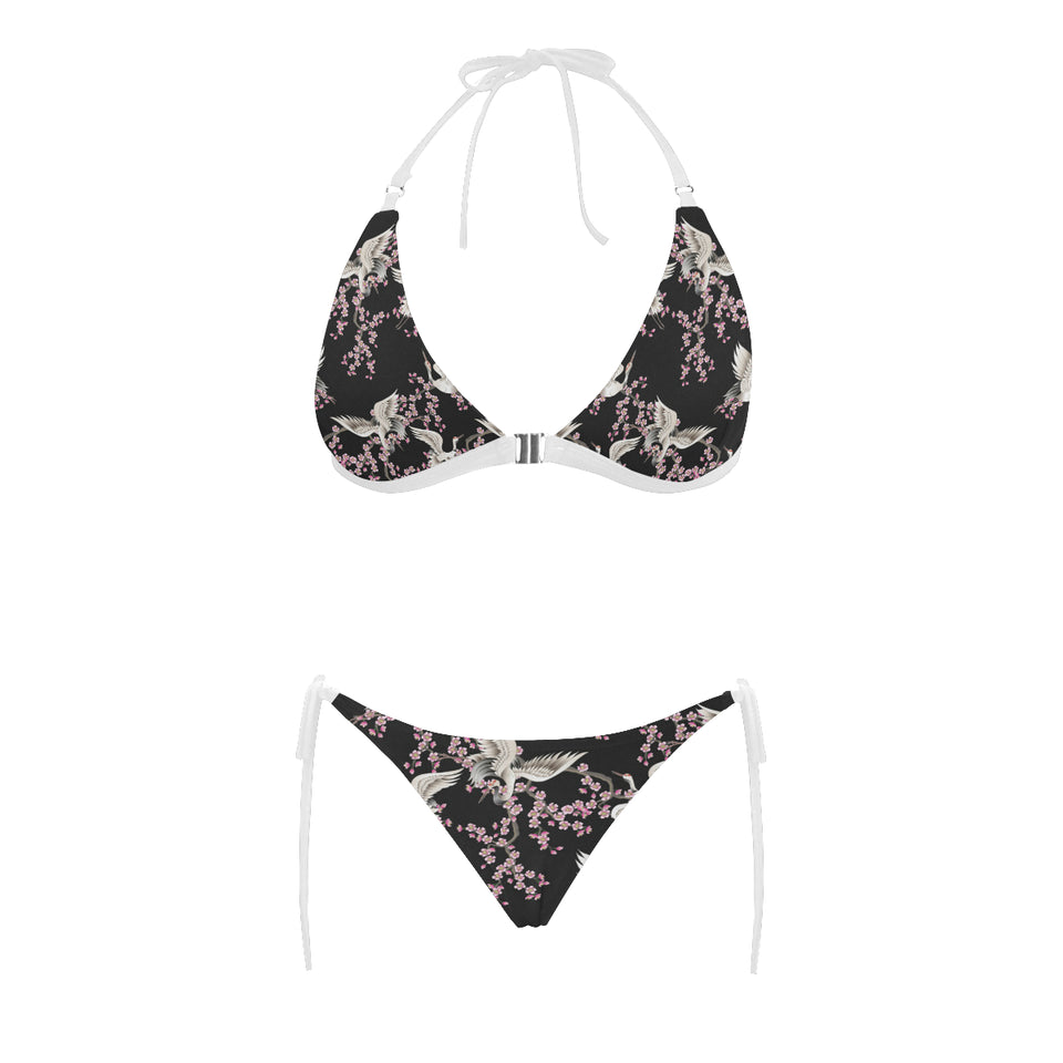 Japanese crane pink sakura pattern Sexy Bikinis Two-Piece Swimsuits