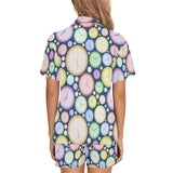 Colorful clock background Women's V-Neck Short Pajama Set