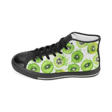 Watercolor kiwi pattern Women's High Top Canvas Shoes Black