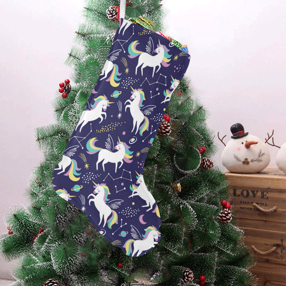 Hand drawn cute unicorn star planet Christmas Stocking