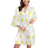 hand drawn sun pattern Women's Short Kimono Robe