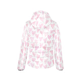 Watercolor pink heart pattern Women's Padded Hooded Jacket