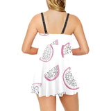 dragon fruit pattern Chest Sexy Pleated Two Piece Swim Dress