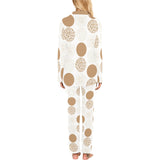 Gold Texture mushroom pattern Women's Long Pajama Set