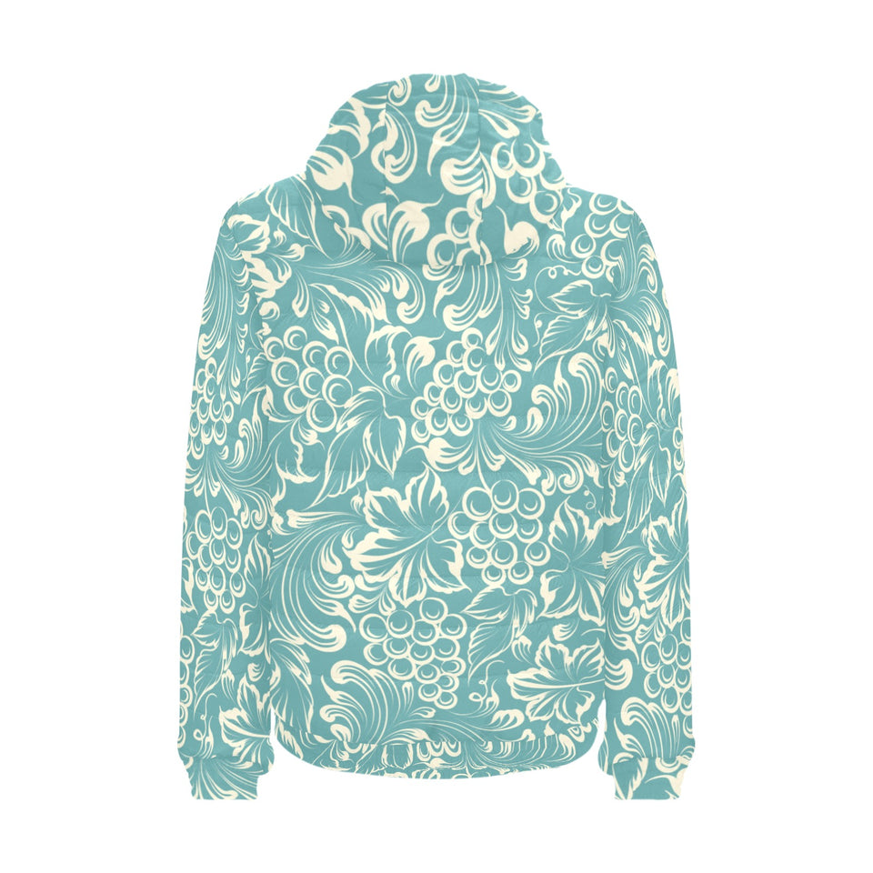 Classic Hand drawn Grape pattern Men's Padded Hooded Jacket