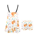 cute tribal fox pattern Chest Sexy Pleated Two Piece Swim Dress