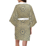 arabic star gold pattern Women's Short Kimono Robe