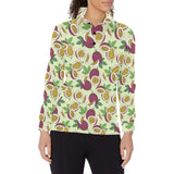 Paassion fruit pattern Women's Long Sleeve Polo Shirt