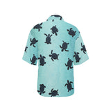 Sea turtle with blue ocean backgroud Women's All Over Print Hawaiian Shirt