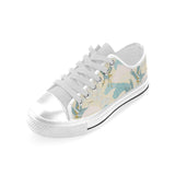 Bonsai bamboo stork japanese pattern cream theme Men's Low Top Shoes White
