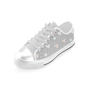 Heart pattern gray background Men's Low Top Shoes White