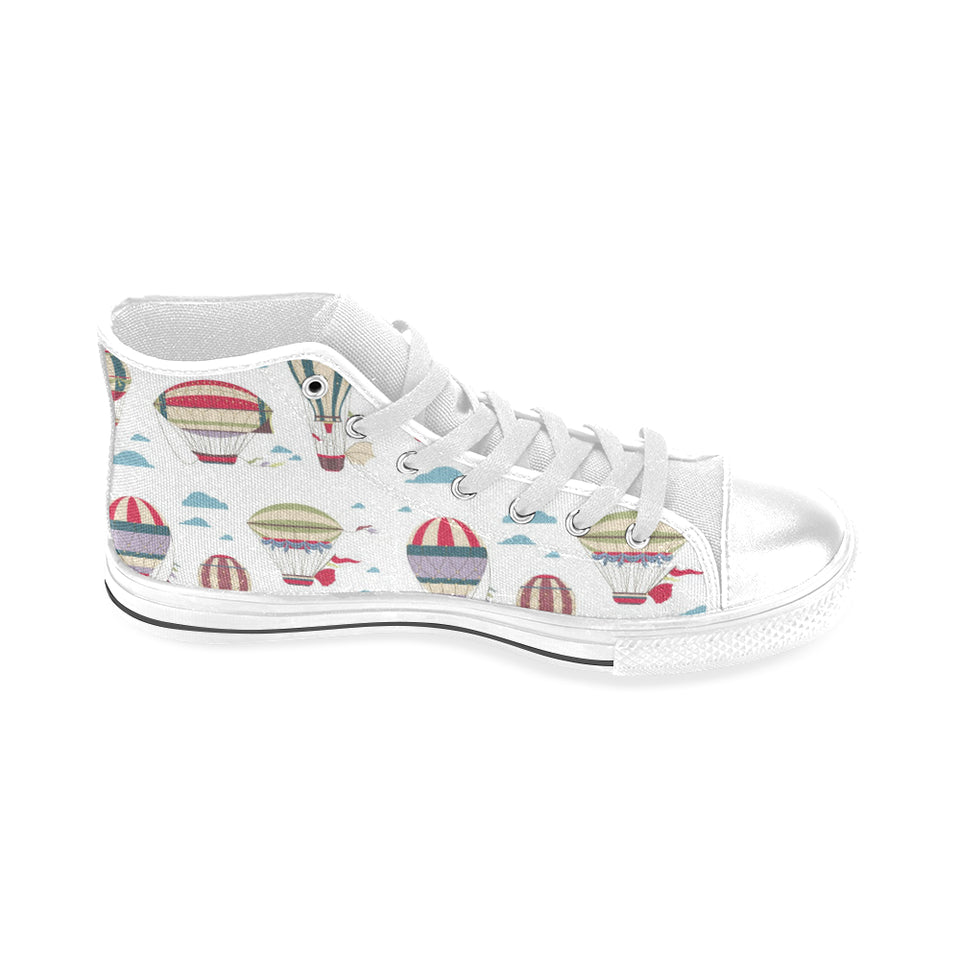 Hot air balloon pattern Men's High Top Canvas Shoes White