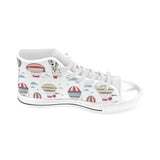 Hot air balloon pattern Men's High Top Canvas Shoes White