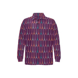 Eiffel Tower Pattern Print Design 05 Men's Long Sleeve Polo Shirt