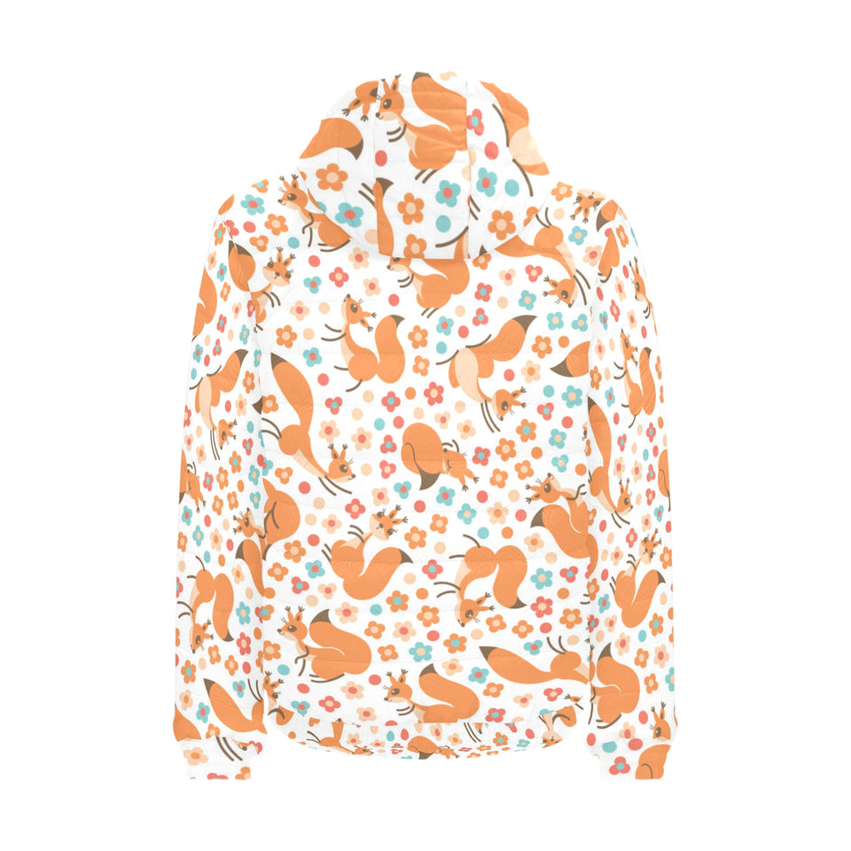 Squirrel Pattern Print Design 05 Men's Padded Hooded Jacket