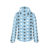 Stingray Pattern Print Design 03 Women's Padded Hooded Jacket