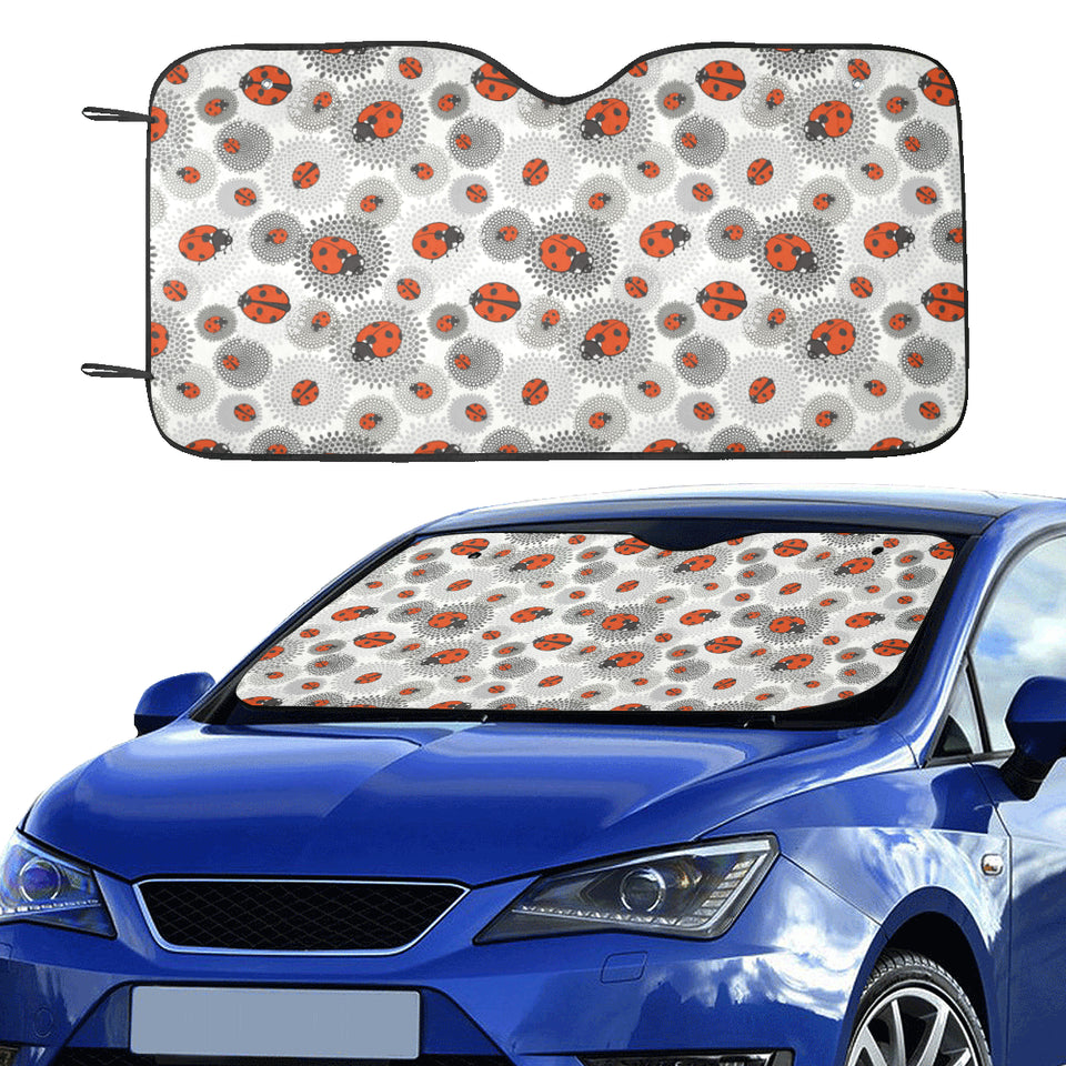 Ladybug Pattern Print Design 05 Car Sun Shade