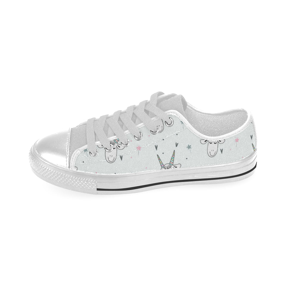 Cute goat design pattern Men's Low Top Canvas Shoes White