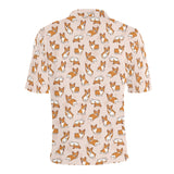 Cute Corgis Pattern pink background Men's All Over Print Polo Shirt